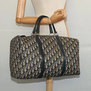 Christian Dior Trotter Canvas Hand Bag Navy Silver Auth 132732